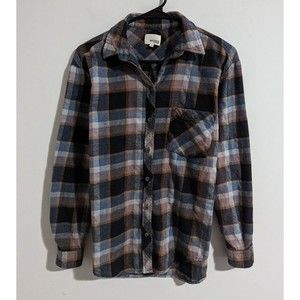 Wilfred Free Flannel Shirt Women's Size XS Aritzia Plaid Long Sleeve Button Up
